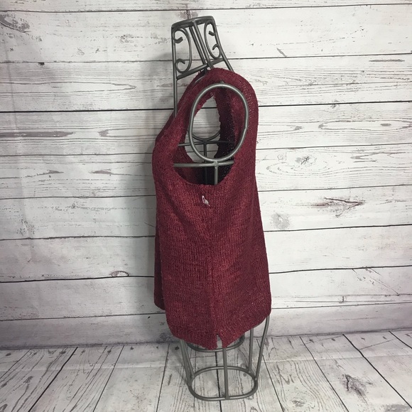 PETITE NIC + ZOE Crocheted Sleeveless Maroon Tank Top Size Large - Picture 7 of 11